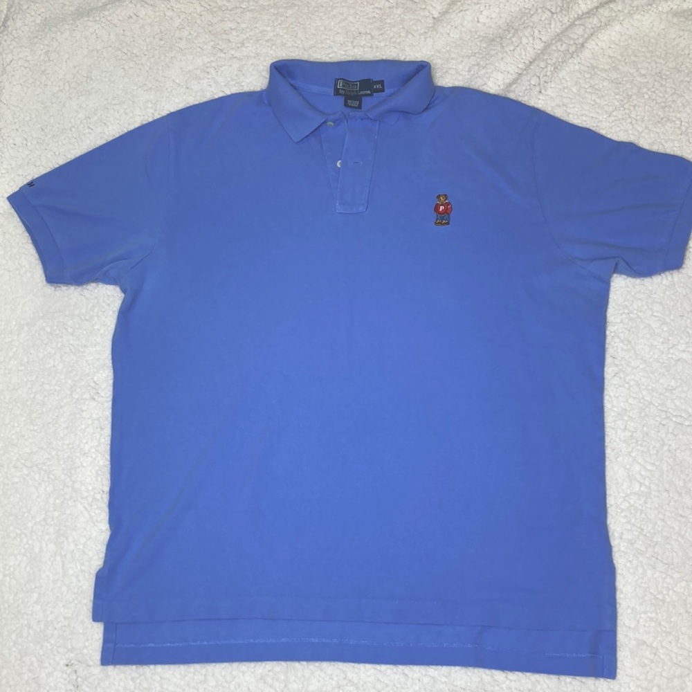Polo Ralph Lauren size XXL light blue polo shirt with bear on it. Mens shirt